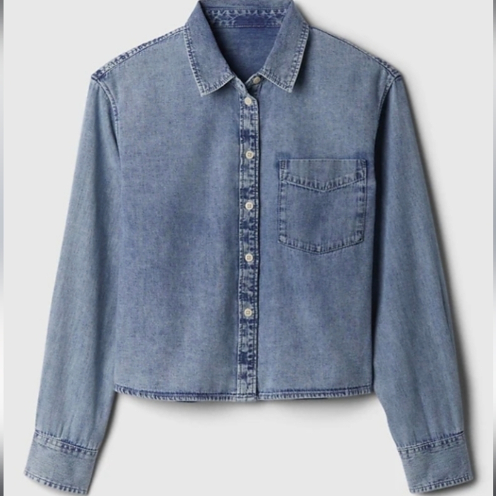 Thread And Supply Cropped Denim Shirt